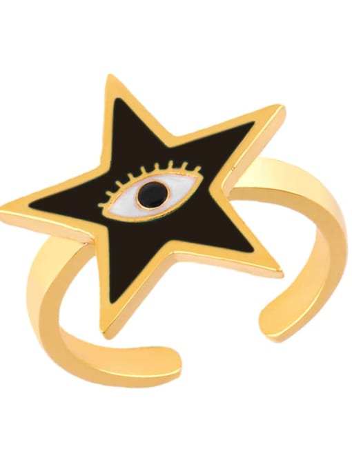 CC Brass Enamel Star Minimalist Band Ring 2