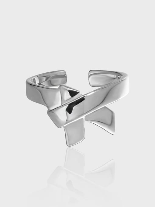 DAKA 925 Sterling Silver Cross Minimalist Band Ring 0