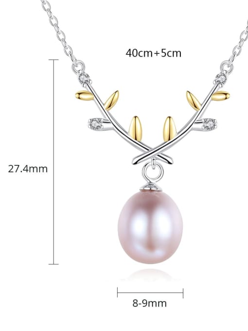 CCUI 925 Sterling Silver Imitation Pearl Leaf Minimalist Necklace 4