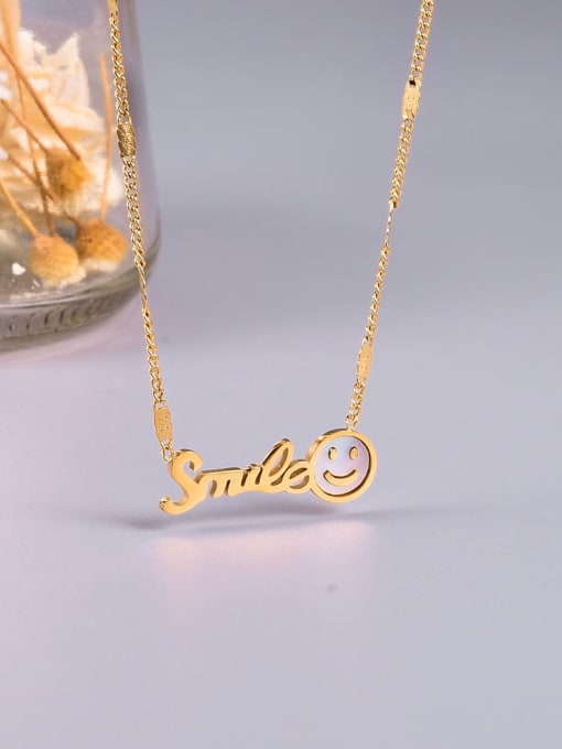 A TEEM Titanium Letter Minimalist Smiley pendant Necklace 0
