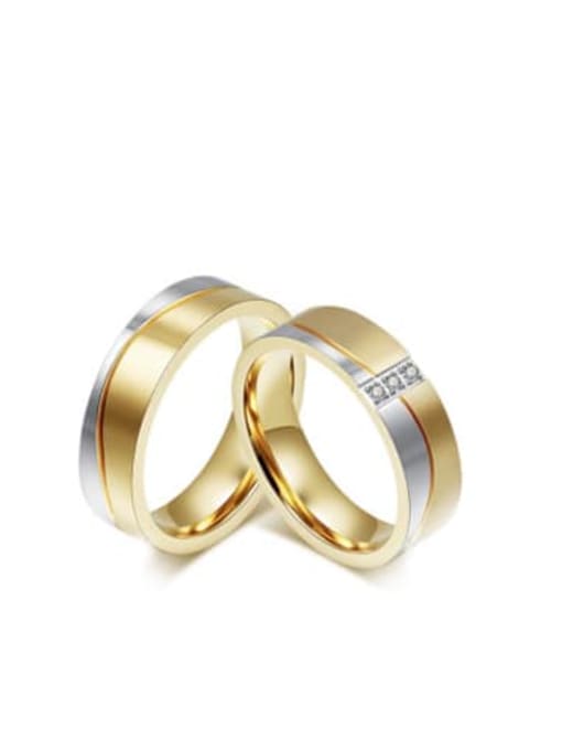 CONG Titanium Steel Cubic Zirconia Geometric Couple Ring