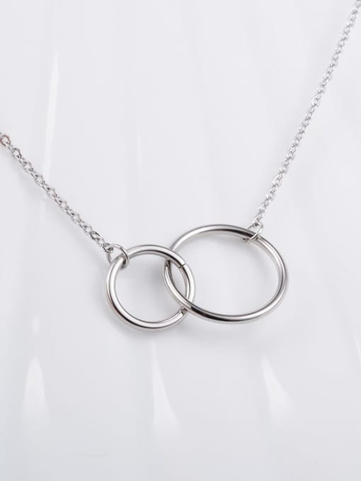 silvery Titanium  Hollow Round Necklace