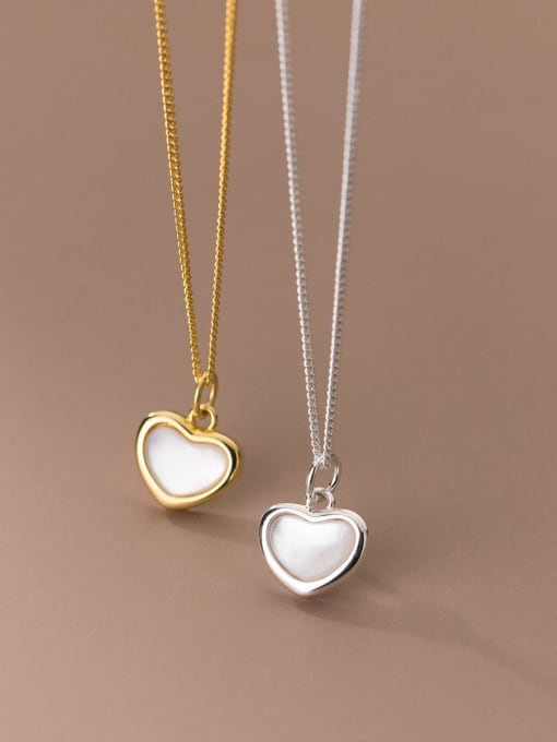 Rosh 925 Sterling Silver Shell Heart Minimalist Necklace