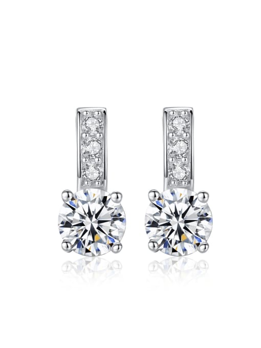 CCUI 925 Sterling Silver Cubic Zirconia  Geometric Classic Stud Earring 0