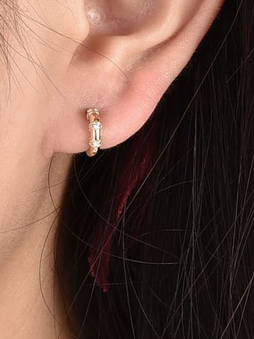 CHARME Brass Cubic Zirconia  Minimalist Semicircular Stud Earring 1