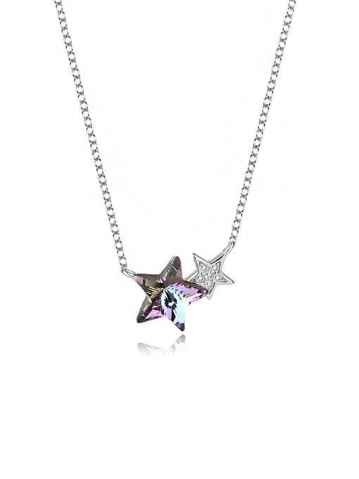JYXZ 042 (gradient purple) 925 Sterling Silver Austrian Crystal Pentagram Classic Necklace