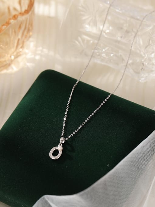 NS1066 【 O 】 925 Sterling Silver Imitation Pearl 26 Letter Minimalist Necklace