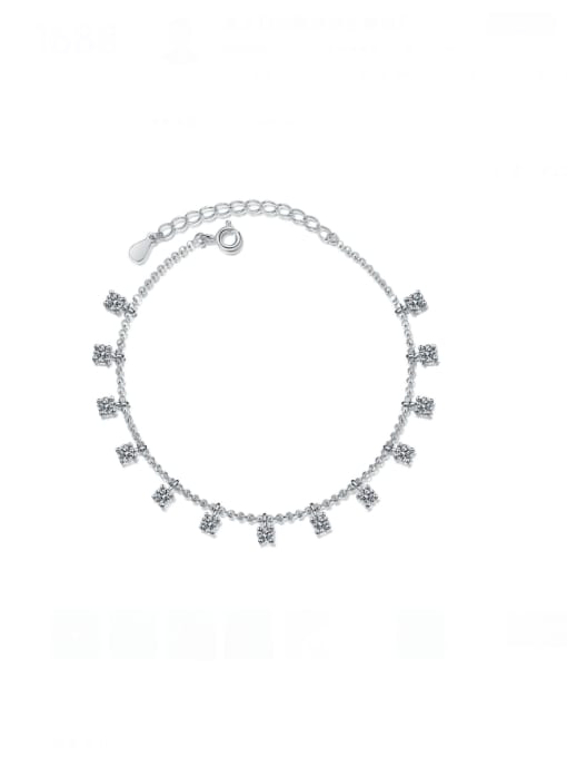 MOISS 925 Sterling Silver Moissanite Geometric Dainty Link Bracelet 2