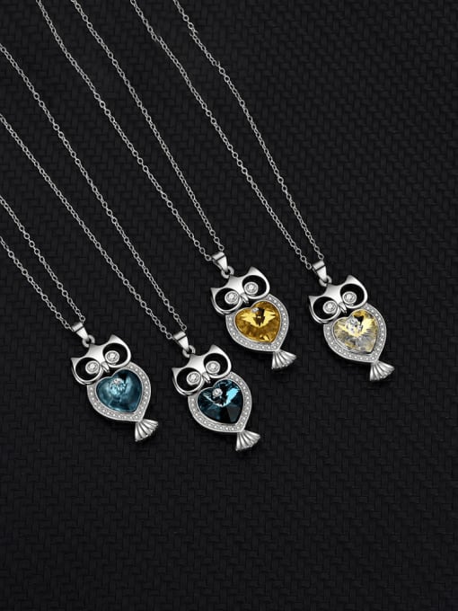 BC-Swarovski Elements 925 Sterling Silver Austrian Crystal Owl Classic Necklace 3