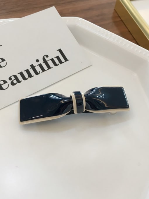 Small navy Cellulose Acetate Trend Bowknot Alloy Hair Barrette Spring clip