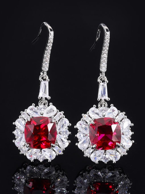 Red treasure earrings Brass Cubic Zirconia Earring Ring and Pendant Set