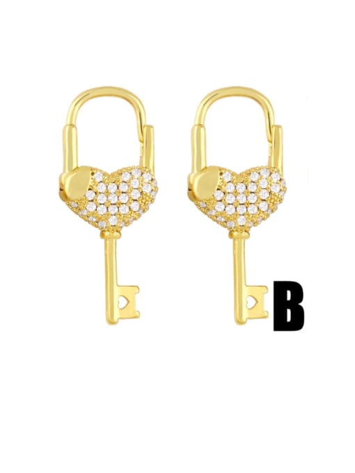 B Brass Cubic Zirconia Locket Vintage Huggie Earring