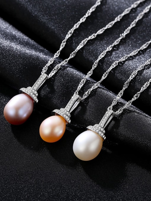 CCUI 925 Sterling Silver Freshwater Pearl Pink pendant Necklace 2