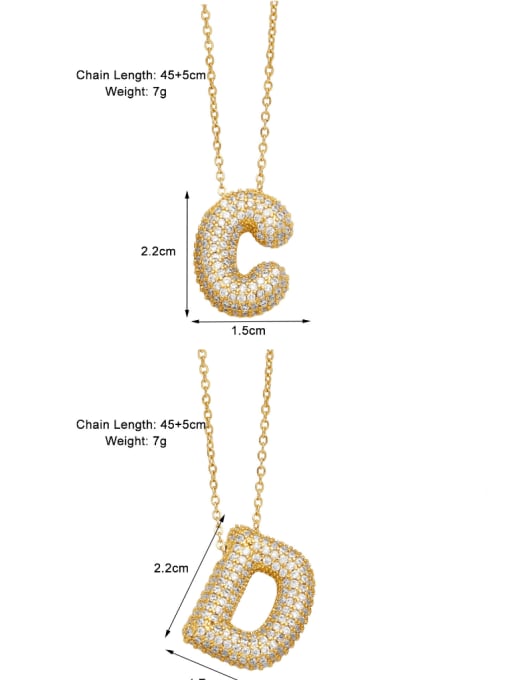 CC Brass Cubic Zirconia Letter Minimalist Necklace 3