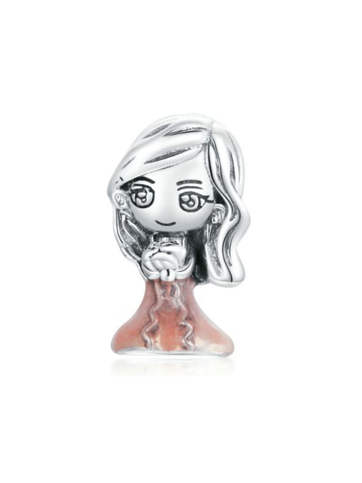 Jare 925 Sterling Silver Enamel Cute Girl  DIY Pendant