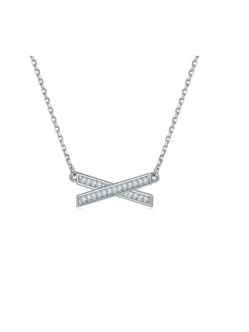 TLXL104 necklace 925 Sterling Silver Cubic Zirconia Leaf Dainty Necklace