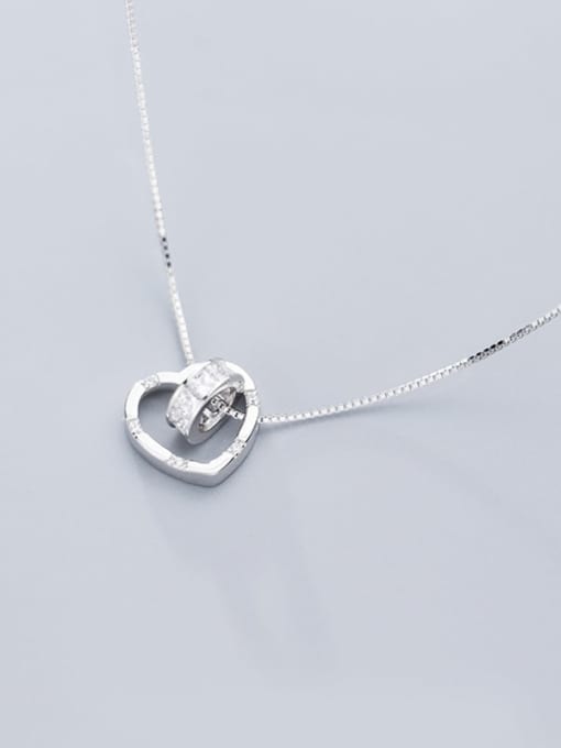 Rosh 925 Sterling Silver Cubic Zirconia  Simple heart pendant Necklace 3