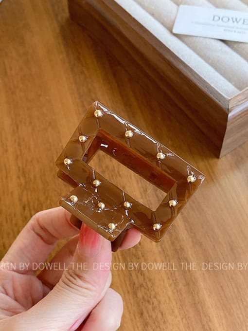 Coffee colored small square 5.3cm Cellulose Acetate Trend Geometric Jaw Hair Claw