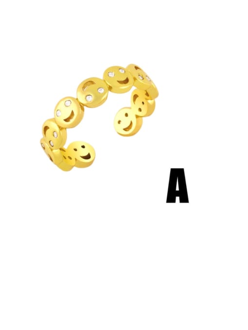 CC Brass Cubic Zirconia Smiley Vintage Band Ring 2
