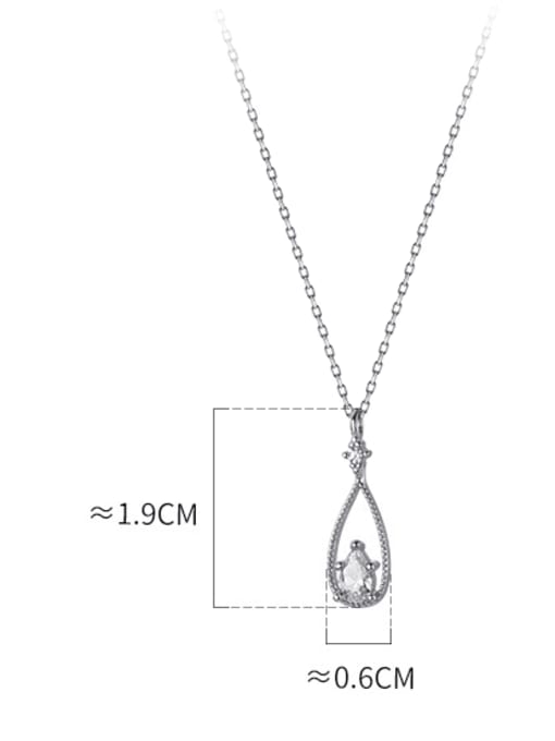 Rosh 925 Sterling Silver Cubic Zirconia Water Drop Dainty Necklace 3
