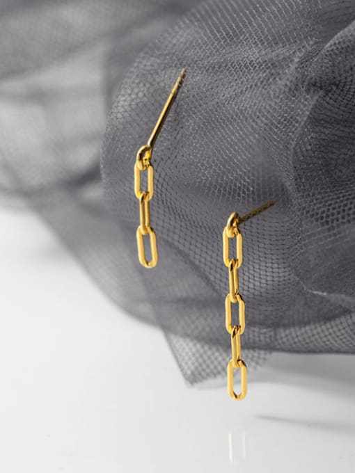 gold 925 Sterling Silver Geometric Chain Minimalist Drop Earring