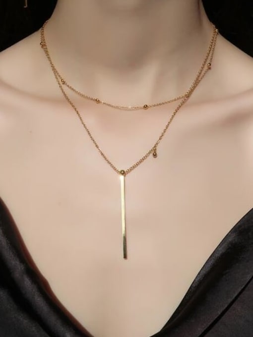A TEEM Titanium Smooth Rectangle Minimalist pendant Necklace 1