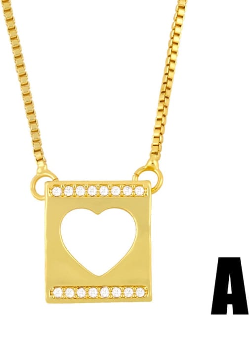 love Copper Rhinestone Heart Minimalist  Cross Pendant Necklace