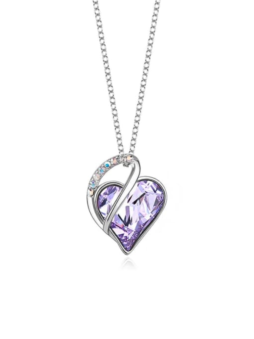 JYXZ 040 (purple) 925 Sterling Silver Austrian Crystal Heart Classic Necklace