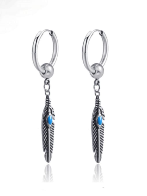 BSL Titanium Steel Feather Hip Hop Single Earring( Single-Only One) 1