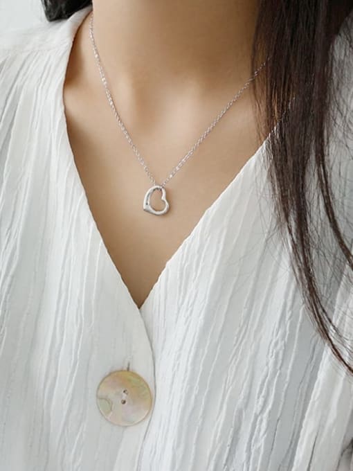 DAKA S925 Sterling Silver Fashion minimalist Heart Necklace 3