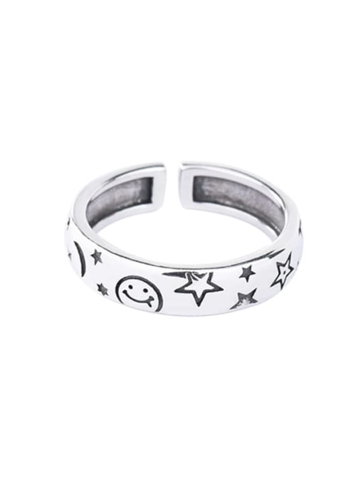 XBOX 925 Sterling Silver Star Smiley Vintage Band Ring 0