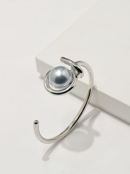 Silver Grey Pearl Copper Imitation Pearl White Irregular Minimalist Adjustable Bracelet