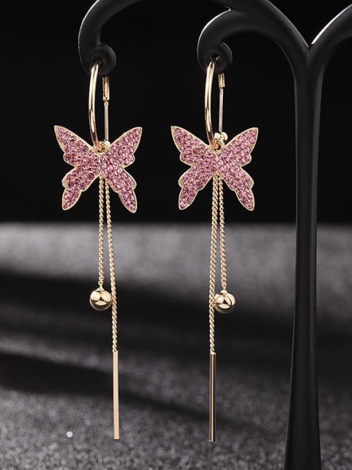Luxu Brass Cubic Zirconia Butterfly Trend Threader Earring 0