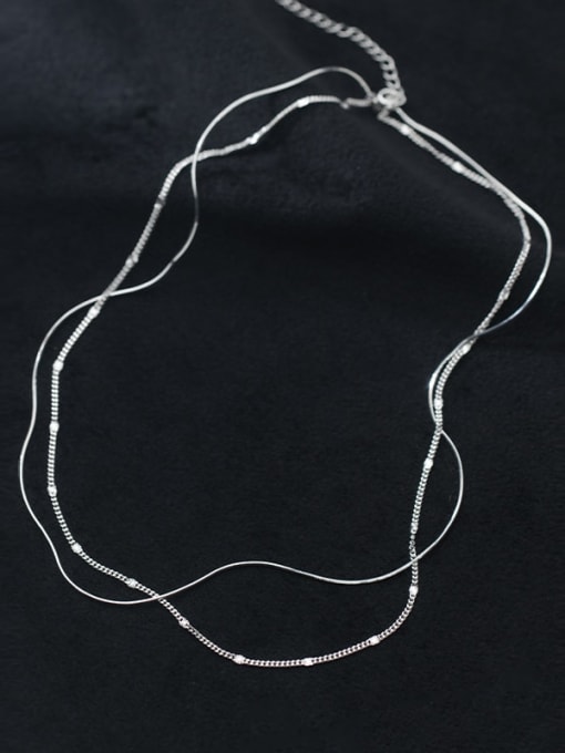 Rosh 925 Sterling Silver Geometric Minimalist Multi Strand Necklace 0
