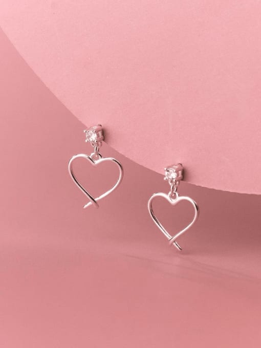 Rosh 925 Sterling Silver Heart Minimalist Drop Earring