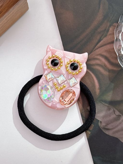 Colorful powder 4.8cm Cellulose Acetate Trend Owl Alloy Rhinestone Hair Rope