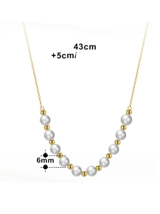 RINNTIN 925 Sterling Silver Freshwater Pearl Geometric Hip Hop Necklace 2
