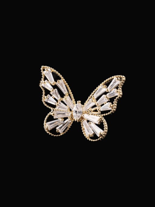 Luxu Brass Cubic Zirconia Butterfly Minimalist Brooch 1