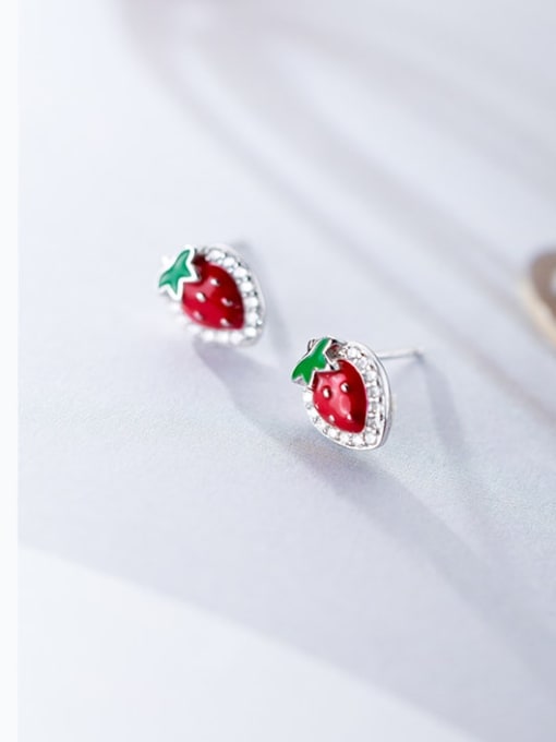 Rosh 925 Sterling Silver Minimalist  Strawberries Stud Earring 1