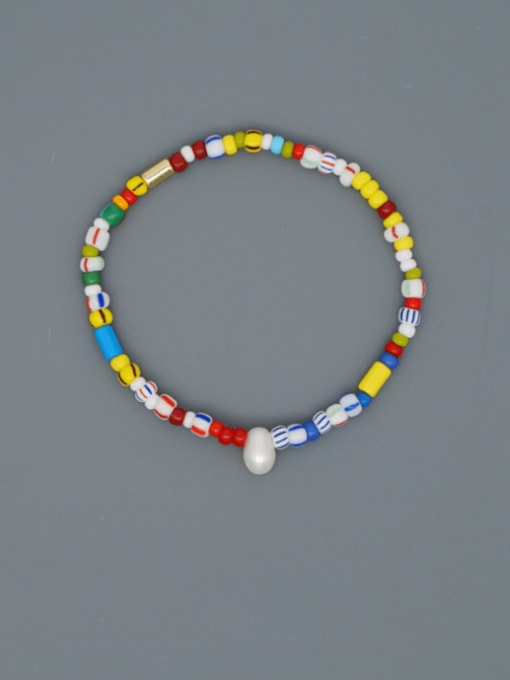 Roxi Freshwater Pearl Multi Color Ceramic Oval Minimalist Stretch Bracelet 1