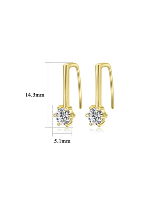 CCUI 925 Sterling Silver Cubic Zirconia Geometric Minimalist Hook Earring 3