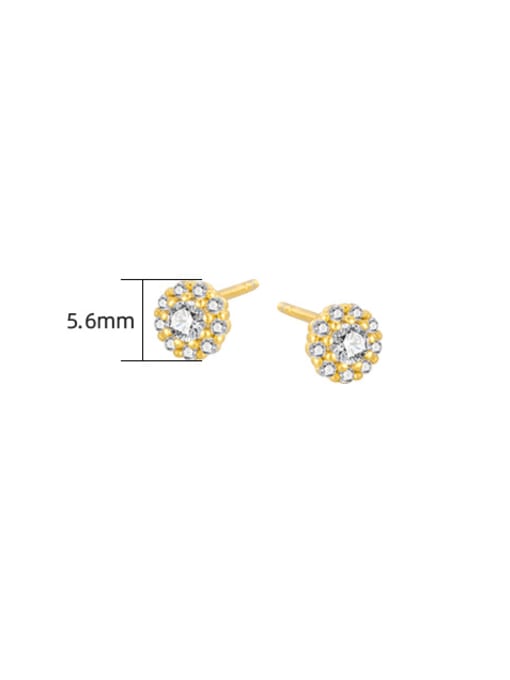 Gold Flower Earrings 925 Sterling Silver Rhinestone Flower Dainty Stud Earring