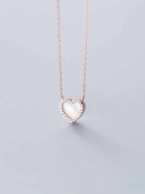 Rosh 925 Sterling Silver Shell Heart shaped pendant  Necklace 2