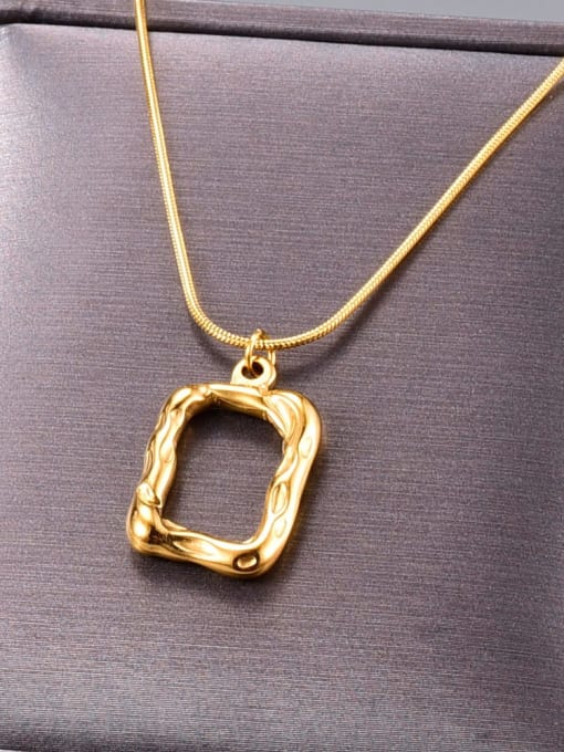 A TEEM Titanium hollow Rectangle Minimalist  pendant Necklace 3