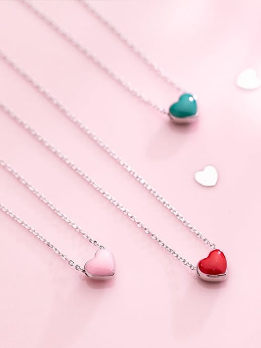 Rosh 925 Sterling Silver Multi Color Enamel Heart Minimalist Necklace 0