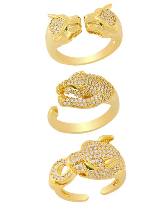 CC Brass Cubic Zirconia Leopard Vintage Band Ring