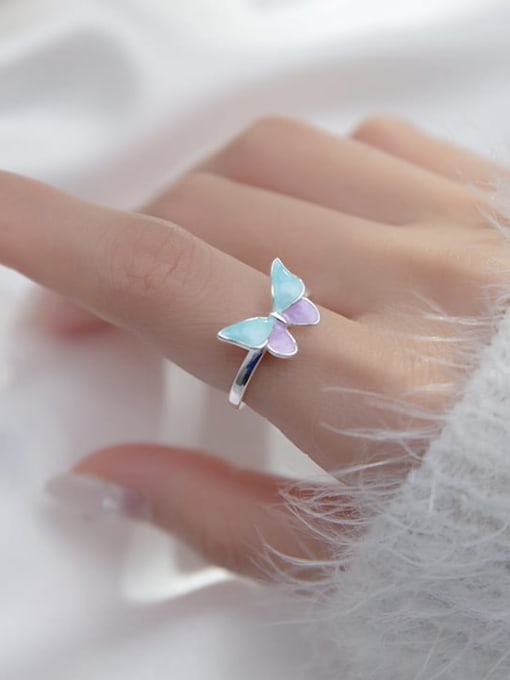 Rosh 925 Sterling Silver Enamel Butterfly Trend Band Ring 1