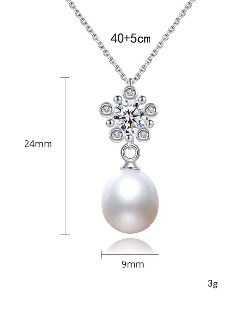 CCUI 925 Sterling Silver Imitation Pearl Flower Minimalist Necklace 4