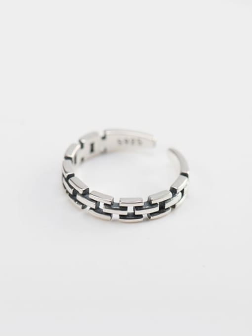 XBOX 925 Sterling Silver Geometric  Chain Vintage Band Ring 0