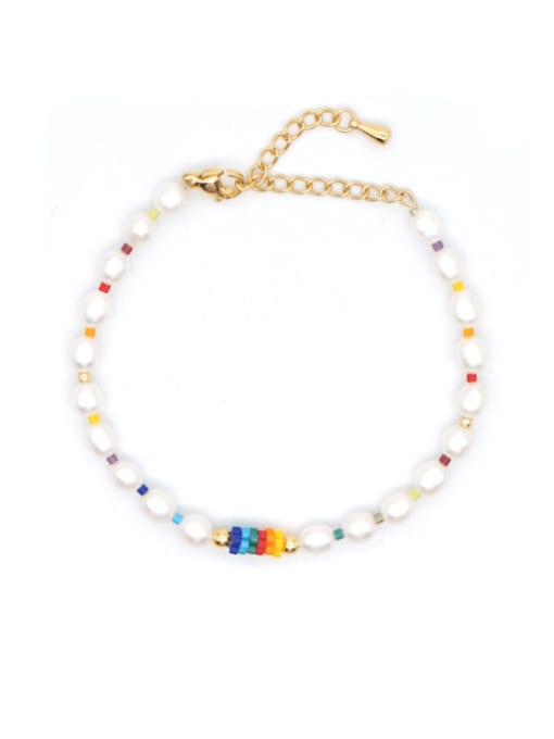 ZZ B200188A Stainless steel Freshwater Pearl Multi Color Round Minimalist Bracelet